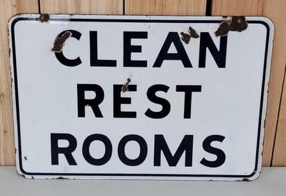 (Gulf) Clean Rest Room Porcelain Sign (TAC)