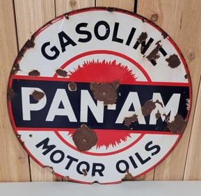 Pan-Am Gasoline Motor Oils Porcelain Sign (TAC)