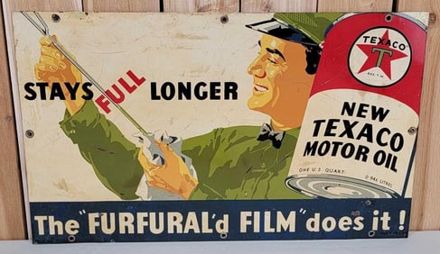 Texaco New Motor Oil "Furfural' Film" Metal Sign (TAC)