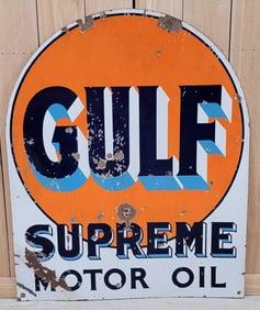 Gulf Supreme Motor Oil Porcelain Sign (TAC)