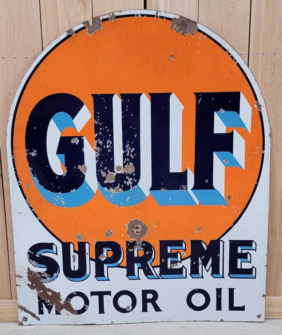 Gulf Supreme Motor Oil Porcelain Sign (TAC) (1 of 8)