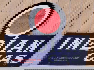 Indian Gas w/Red Dot Porcelain Sign (TAC)