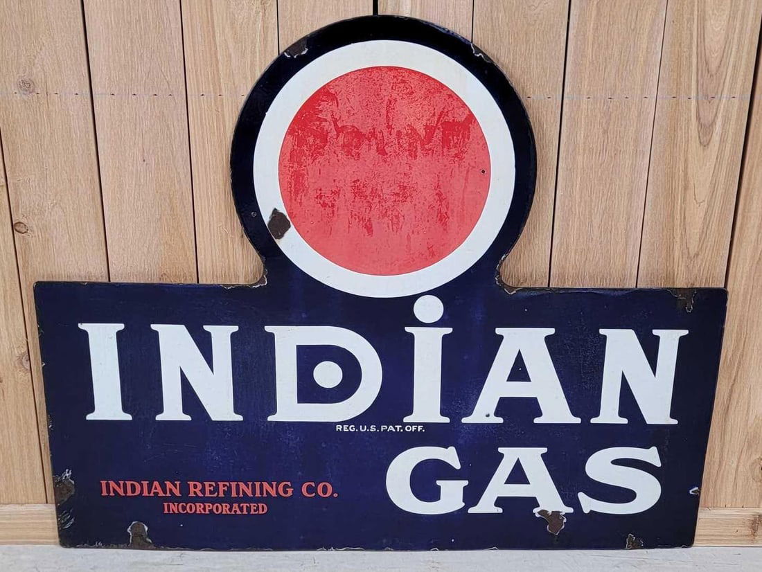 Indian Gas w/Red Dot Porcelain Sign (TAC) (1 of 7)