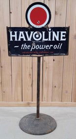 Havoline "the power oil" w/Red Dot Logo Porcelain Curb Sign (TAC)