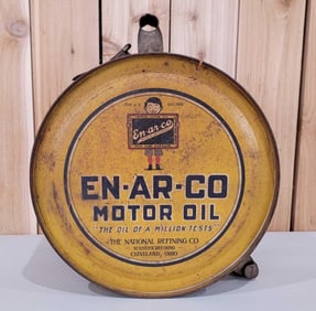 En-Ar-Co Motor Oil w/Boy & Slate Logo Five Gallon Rocker Can (TAC)