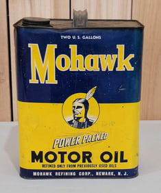 Mohawk Motor Oil w/Logo Two-Gallon Rectangle Metal Can
