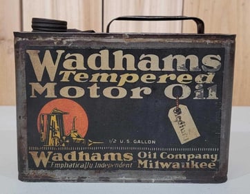 Wadhams Tempered Motor Oil w/Logo Half-Gallon Metal Can