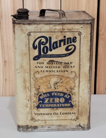 Polarine Motor Car and Boat Lubrication Five Gallon Square Can