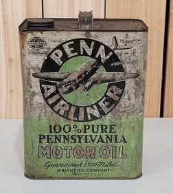 Penn Airliner Motor Oil Two-Gallon Rectangle Metal Can