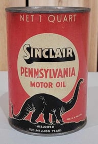 Sinclair Pennsylvania Motor Oil w/Black Dinosaur Quart Can (TAC)