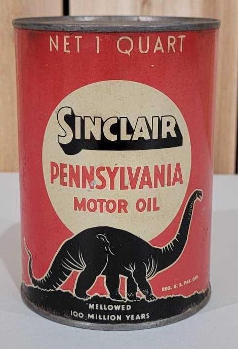 Sinclair Pennsylvania Motor Oil w/Black Dinosaur Quart Can (TAC) (1 of 3)