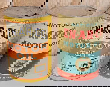 2-Different En-Ar-Co Motor Oil Five Quart Metal Cans