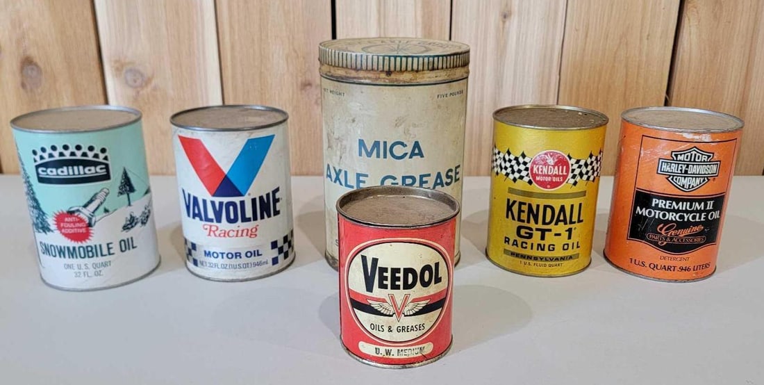 4-Motor Oil Quarts, One Lb Grease & Five Lb Mica Metal Cans (1 of 3)