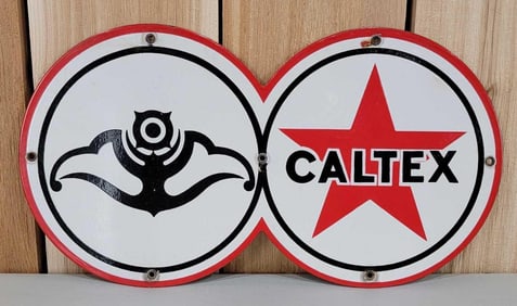 Caltex Star Logo Eight-Ball Porcelain Sign (TAC)