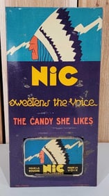 Nic "Sweetens The Voice" w/Indian Chief Image Metal Easel Back Display (TAC)