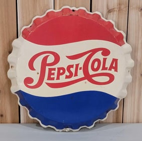 Pepsi-Cola Metal Bottle Cap Sign (TAC)