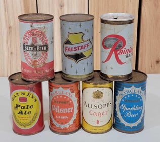 7-Different 12oz Flat Top Beer Cans