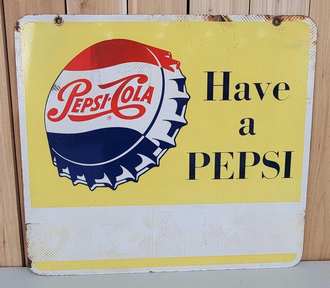 Pepsi-Cola "Have a Pepsi" w/Bottle Cap Metal Sign (1 of 9)
