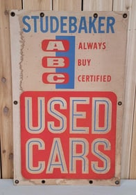 Studebaker ABC Used Cars Cardboard Sign (TAC)