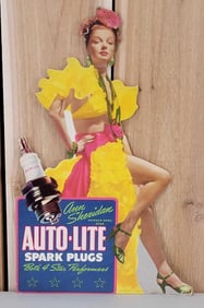 Ann Sheridan Auto-Lite Spark Plugs Cardboard Easel-Back Sign (TAC)