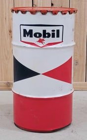 Mobil w/Guillotine Logo 110lb Metal Grease Can