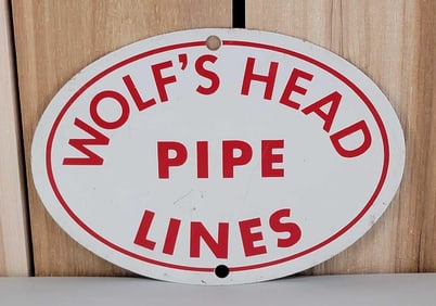 Wolf's Head Pipe Lines Metal Sign (TAC)