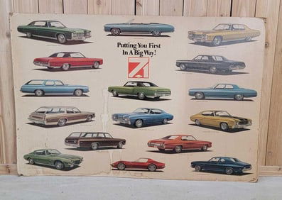 Early 1970's Chevrolet Full Line Cardboard Poster (TAC)