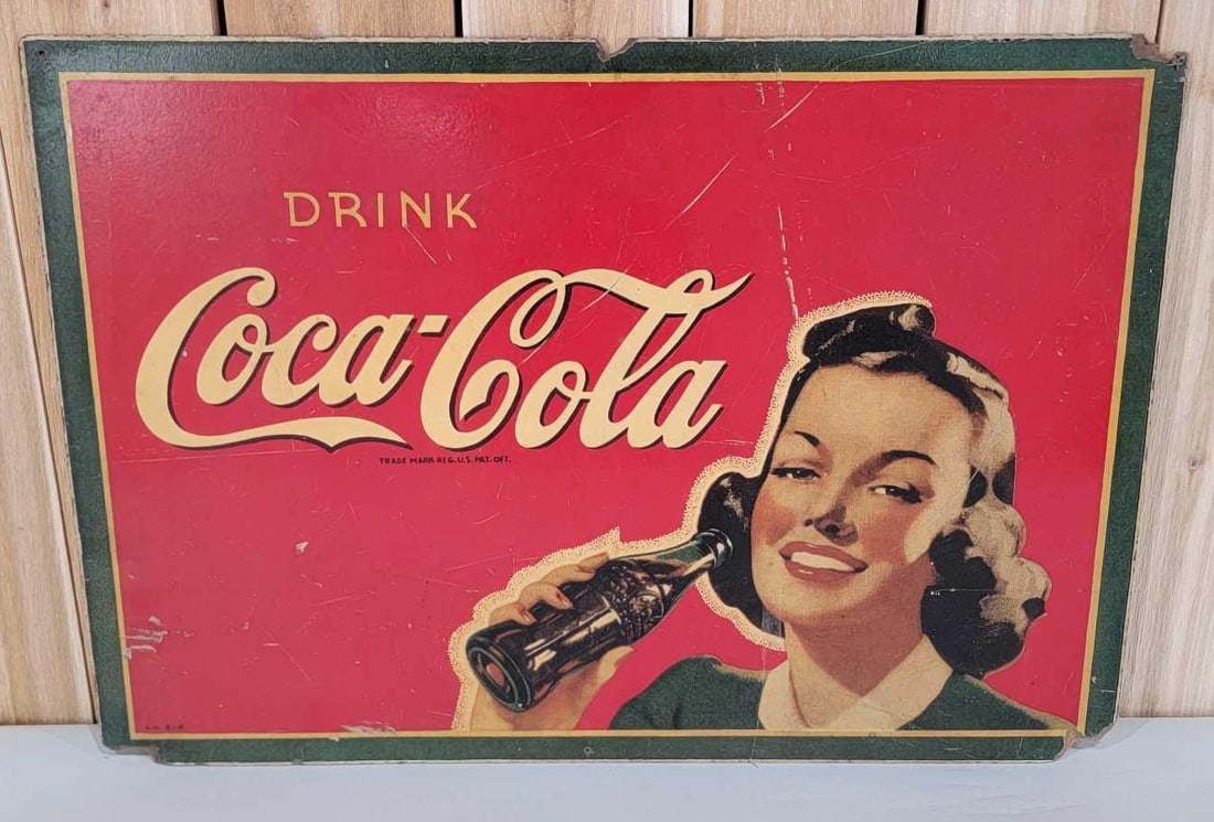 Drink Coca-Cola w/Lady Masonite Sign (TAC) (1 of 5)