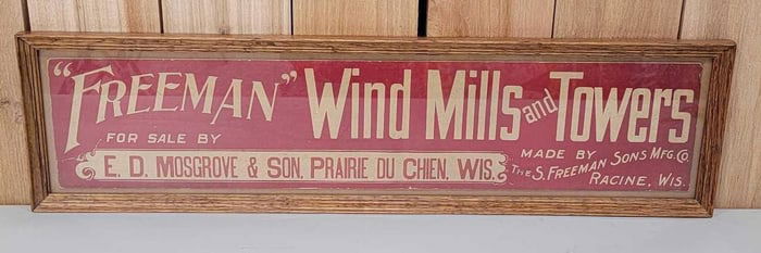 "Freeman" Wind Mills & Towers Cardboard Sign Framed