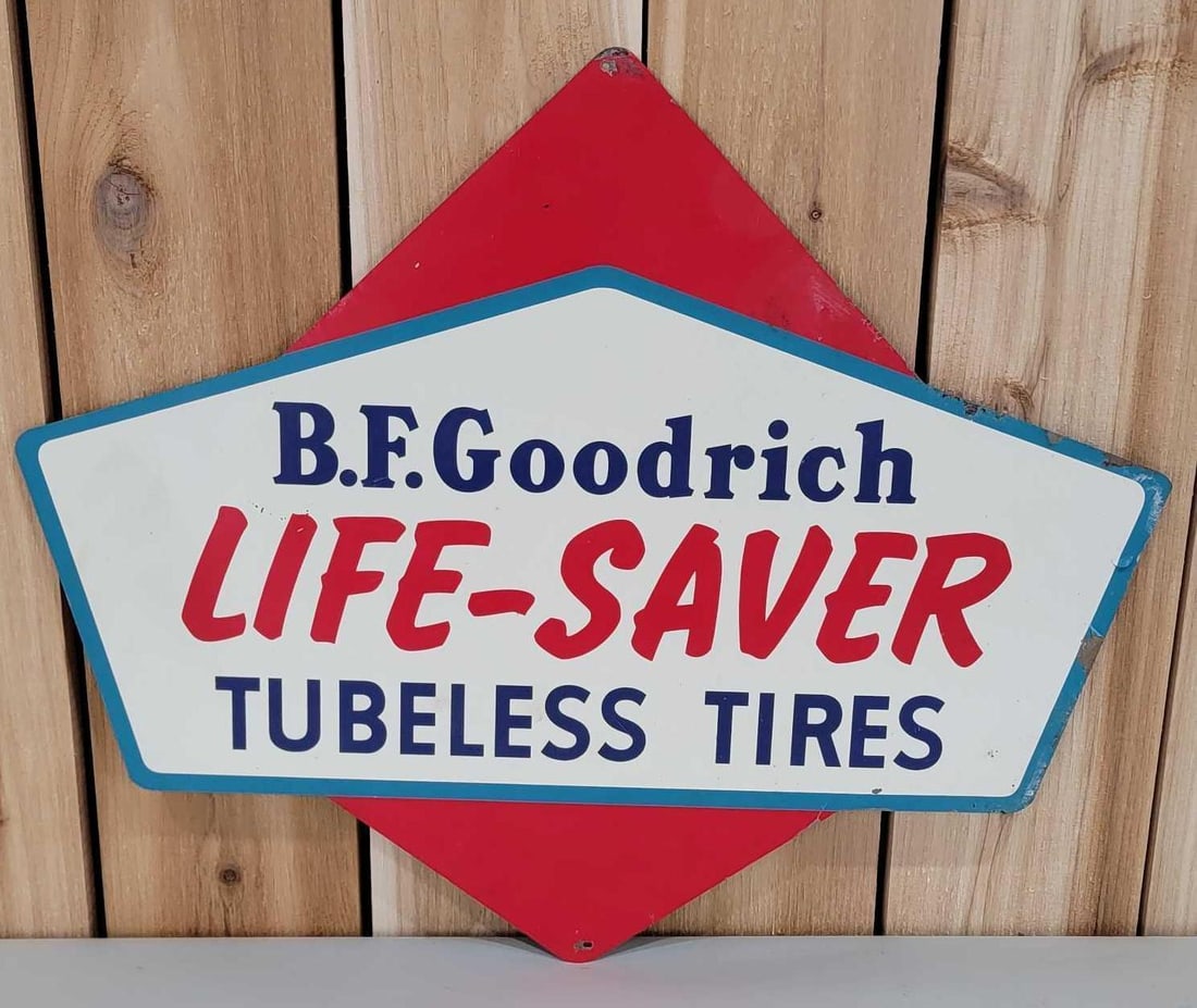 B.F. Goodrich Life-Saver Tubeless Tires Metal Sign (1 of 5)
