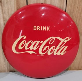 Drink Coca-Cola Metal Button Sign (TAC)
