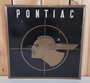 Pontiac w/Logo Cardboard Back Metal Sign (TAC)