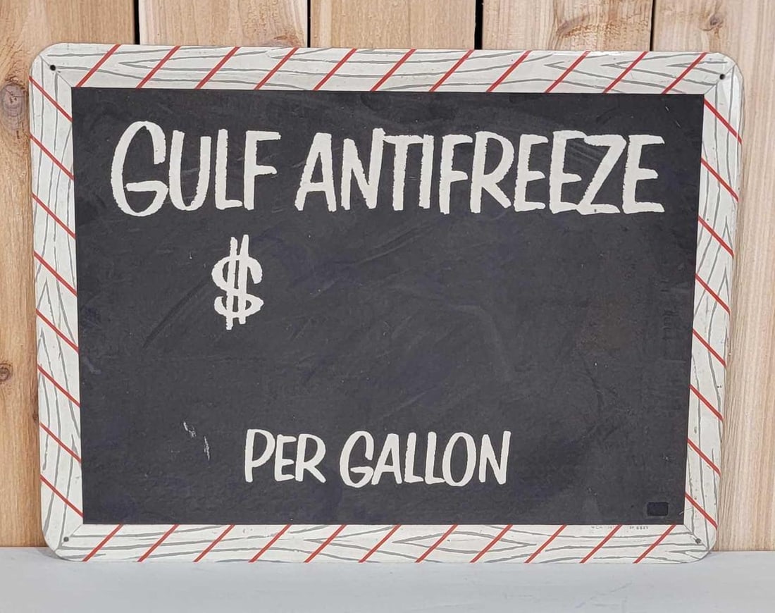 Gulf Antifreeze $ Per Gallon Metal Menu Sign (TAC) (1 of 5)