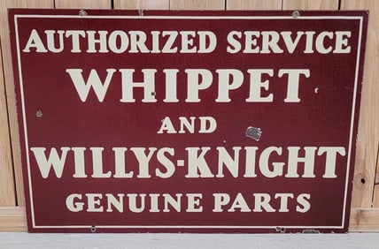 Authorized Whippet & Willys-Knight Genuine Parts Porcelain Sign (TAC)