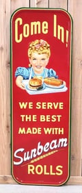 Sunbeam Rolls "Come In!" w/Logo Metal Sign (TAC)