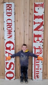 Large Red Crown Gasoline Polarine Porcelain Sign (TAC)