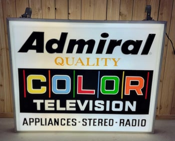 Admiral Color Television Plastic Lighted Identification Sign