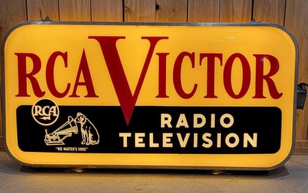 RCA Victor Radio Television w/Nipper Logo Plastic Lighted Sign (TAC)