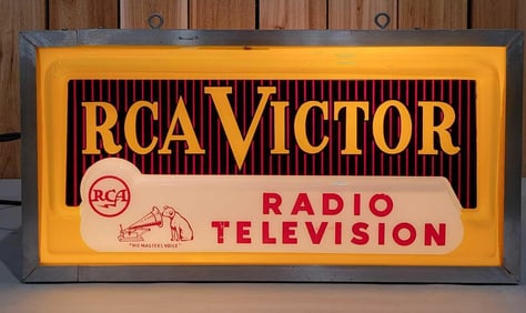 RCA Victor Radio Television w/Nipper Logo Plastic Lighted Sign (TAC)