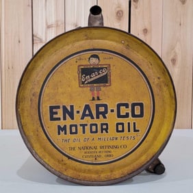 En-Ar-Co Motor Oil w/Boy & Slate Logo Five Gallon Rocker Can