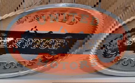 United Service Motors w/Logo Lighted Masonite Sign (TAC)