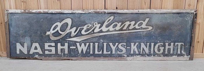Large Overland-Nash-Willys-Knight Smaltz Painted Metal Sign