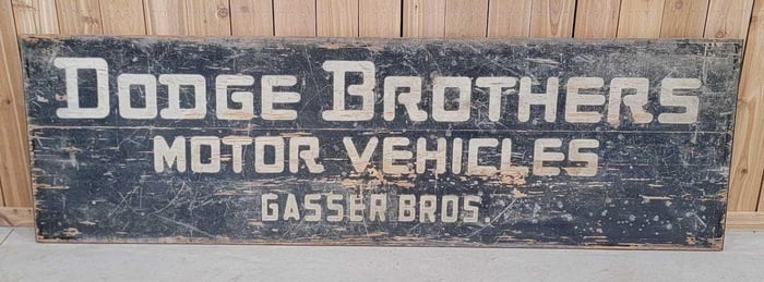 Dodge Brothers Motor Vehicles Gasser Bros. Smaltz Painted Wood Sign