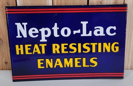 Nepto-Lac Heat Resisting Enamels Porcelain Flange Sign (TAC)