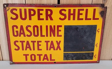 Super Shell Gasoline Porcelain Pricer Sign (TAC)