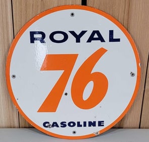 (Union) Royal 76 Gasoline Porcelain Pump Sign (TAC)