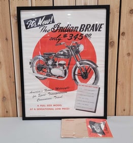 Indian Motorcycle Brave Poster, Flyer & Original Mailer Framed