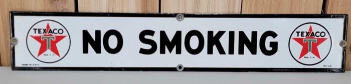 Texaco (white-T) No Smoking Porcelain Sign (TAC)