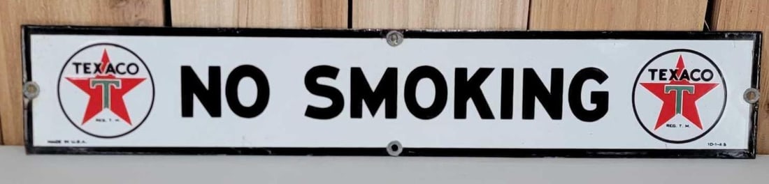 Texaco (white-T) No Smoking Porcelain Sign (TAC) (1 of 5)