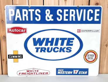 White Trucks Parts & Service 6-Different Logos Porcelain Sign (TAC)